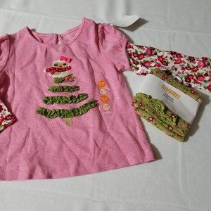 Gymboree Cozy Owl 12-18 month NWT shirt & Flower print Leggings.